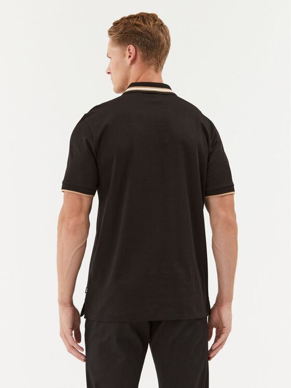 Boss Boss Тениска с яка и копчета 50495553 Черен Regular Fit