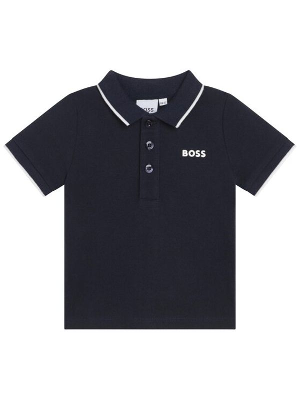 Boss Boss Тениска с яка и копчета J05P13 M Тъмносин Regular Fit