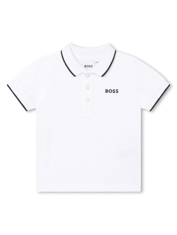 Boss Boss Тениска с яка и копчета J05P13 S Бял Regular Fit