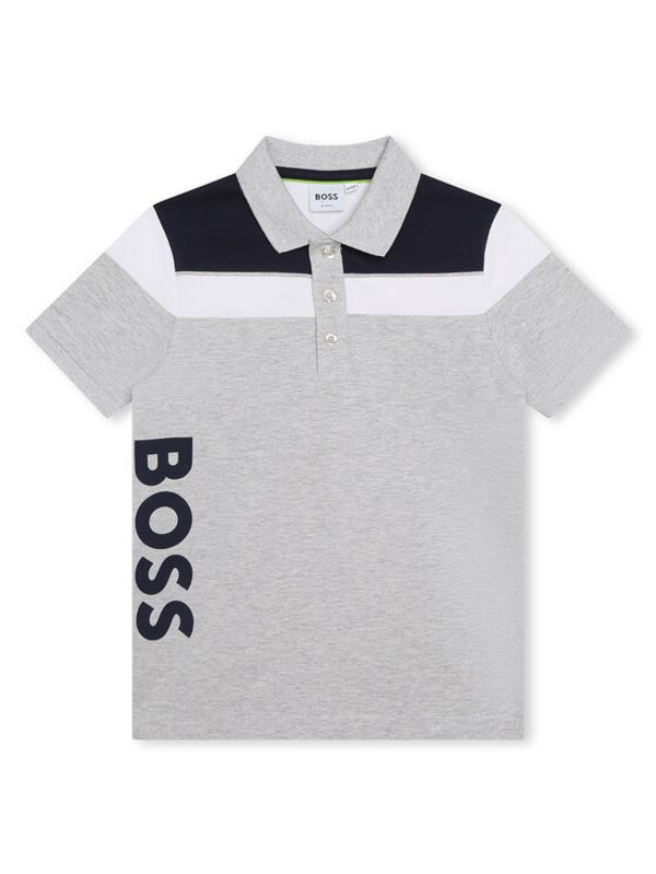 Boss Boss Тениска с яка и копчета J25O32 D Сив Regular Fit