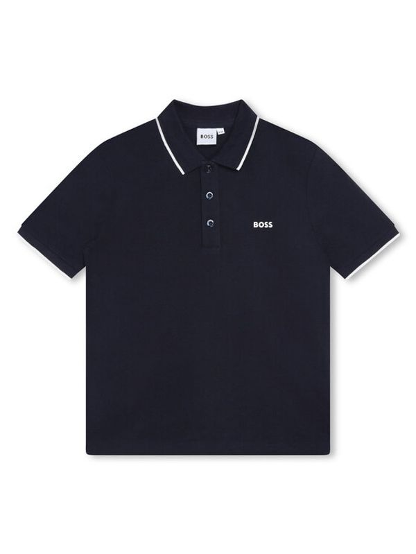 Boss Boss Тениска с яка и копчета J25P26 D Тъмносин Regular Fit