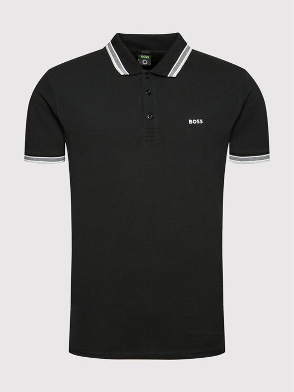 Boss Boss Тениска с яка и копчета Paddy 50469055 Черен Regular Fit