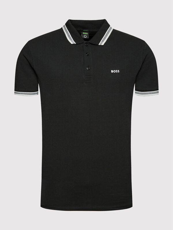 Boss Boss Тениска с яка и копчета Paddy 50469055 Черен Regular Fit