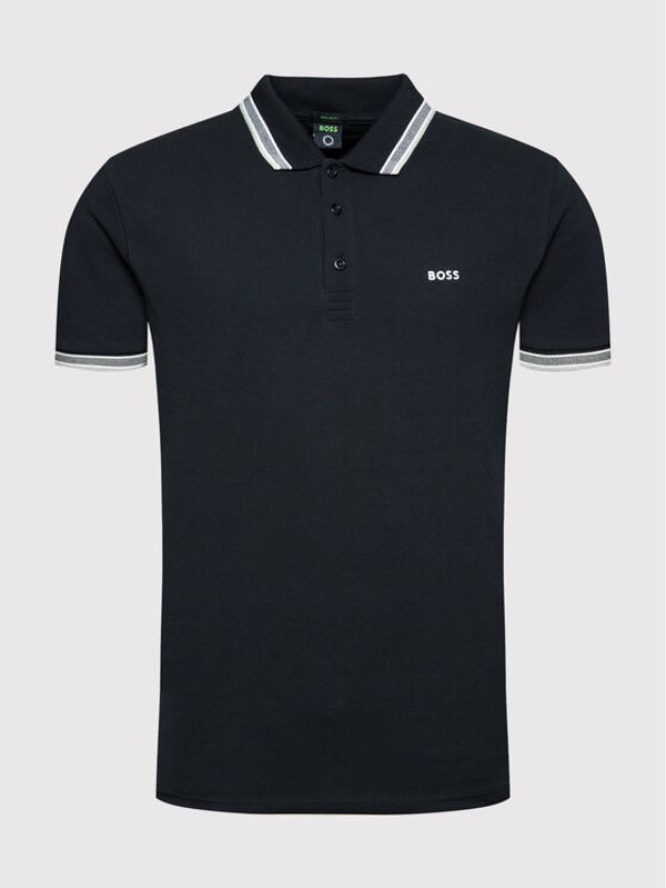 Boss Boss Тениска с яка и копчета Paddy 50469055 Тъмносин Regular Fit