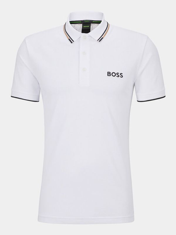Boss Boss Тениска с яка и копчета Paddy Pro 50469094 Бял Regular Fit