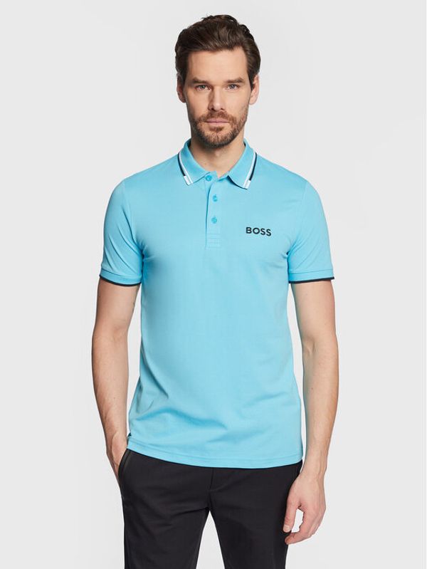 Boss Boss Тениска с яка и копчета Paddy Pro 50469094 Син Regular Fit