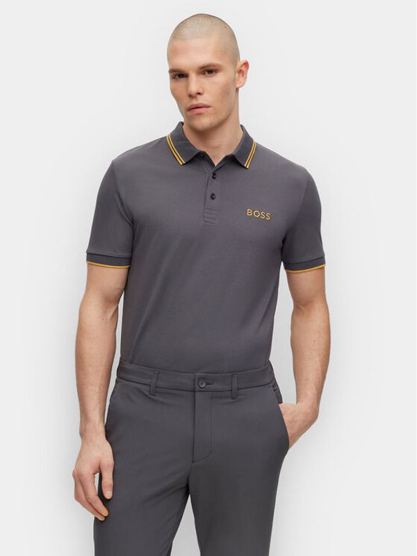 Boss Boss Тениска с яка и копчета Paddy Pro 50469094 Сив Regular Fit