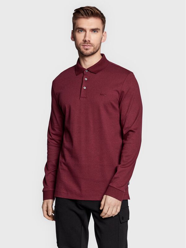 Boss Boss Тениска с яка и копчета Pado 30 50468392 Бордо Regular Fit
