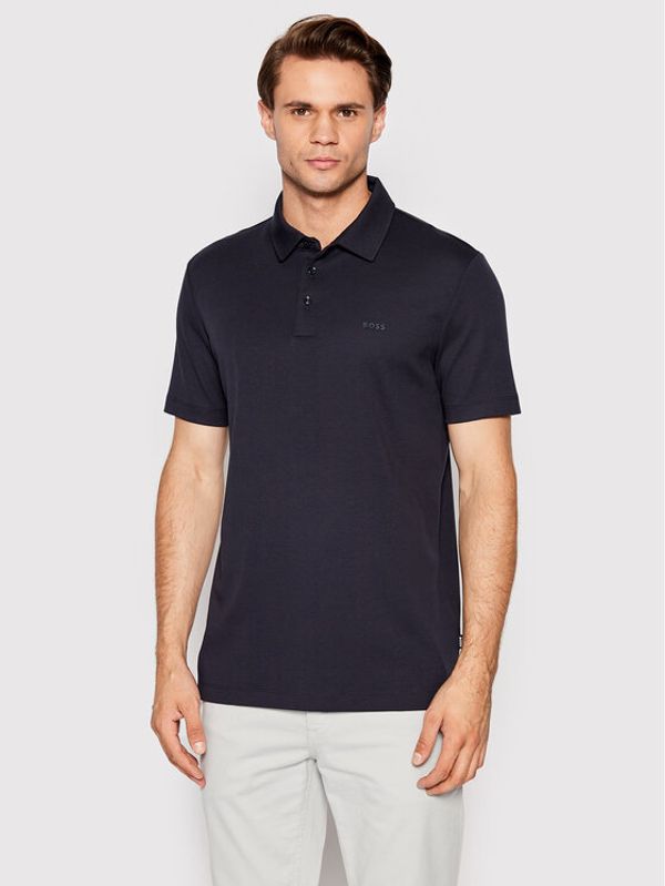 Boss Boss Тениска с яка и копчета Palosh 30 50471335 Тъмносин Slim Fit