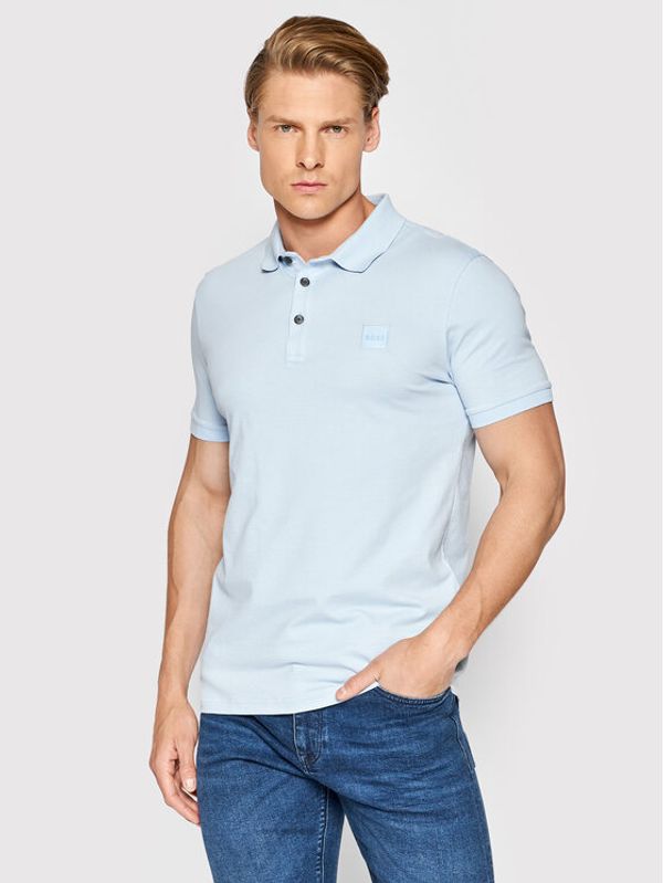 Boss Boss Тениска с яка и копчета Passenger 50472668 Син Slim Fit