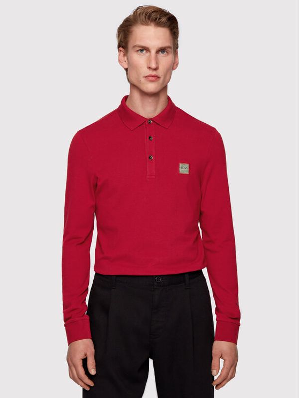 Boss Boss Тениска с яка и копчета Passerby 50387465 Бордо Slim Fit