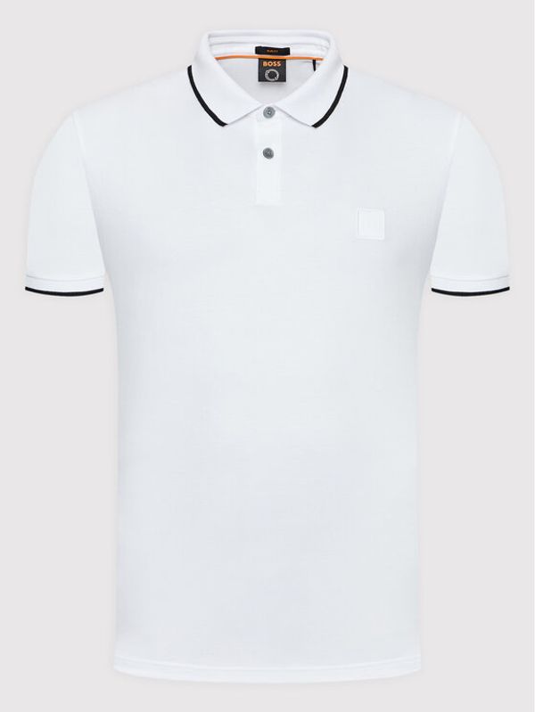Boss Boss Тениска с яка и копчета Passertip 50472665 Бял Slim Fit