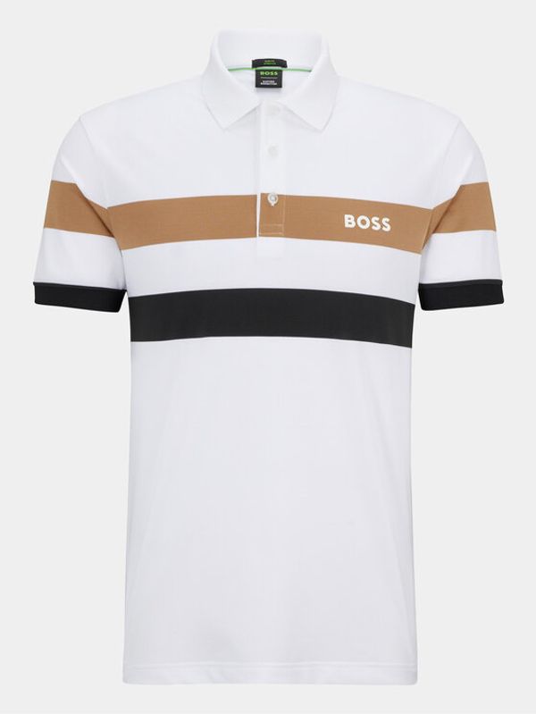 Boss Boss Тениска с яка и копчета Patteo MB 9 50494525 Бял Slim Fit