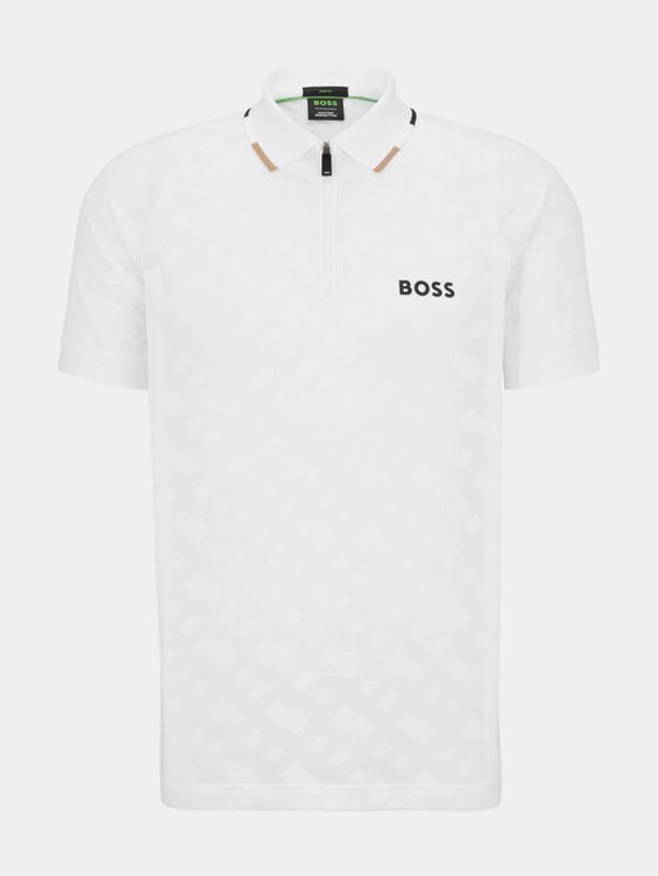 Boss Boss Тениска с яка и копчета Philix Mb 2 50494527 Бял Slim Fit