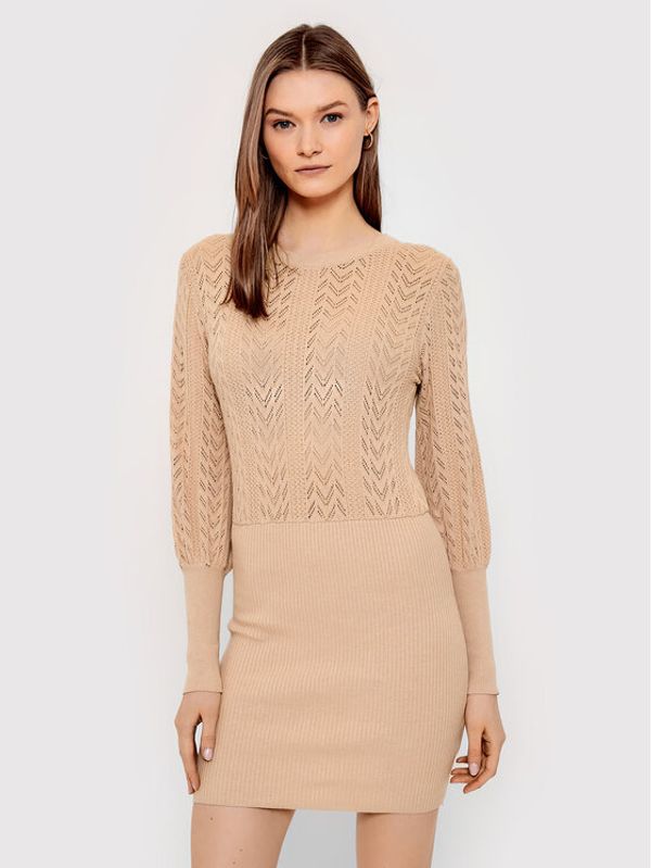Brave Soul Brave Soul Плетена рокля LKD-555STATONA Бежов Regular Fit