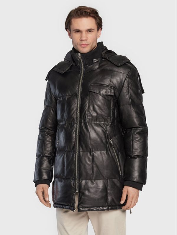 Bugatti Bugatti Кожено яке 222 048 Черен Regular Fit