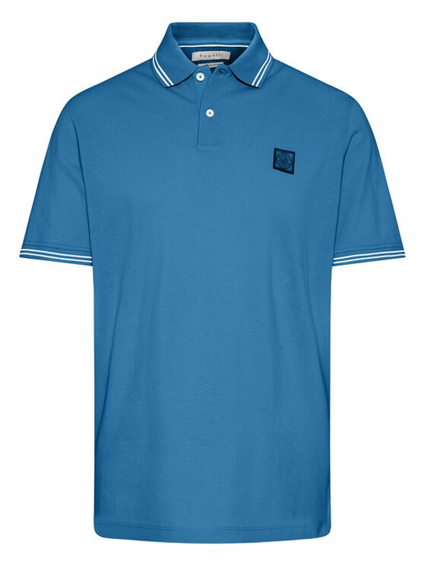 Bugatti Bugatti Тениска с яка и копчета 8150 35001 Син Regular Fit