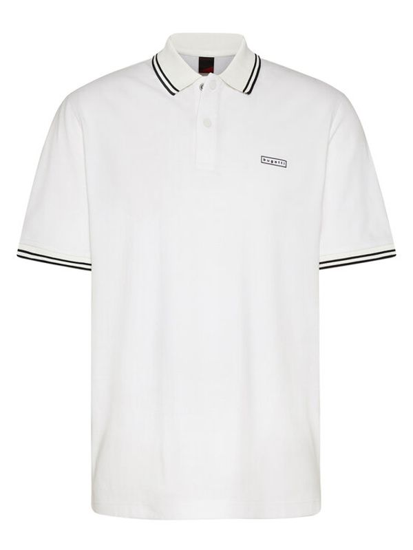 Bugatti Bugatti Тениска с яка и копчета 8150 35081 Бял Regular Fit