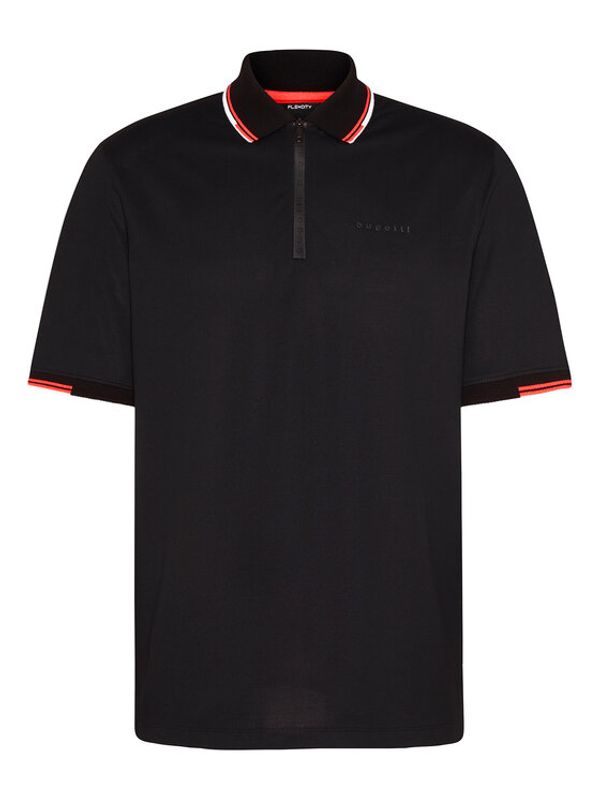 Bugatti Bugatti Тениска с яка и копчета 8150 35165 Черен Regular Fit