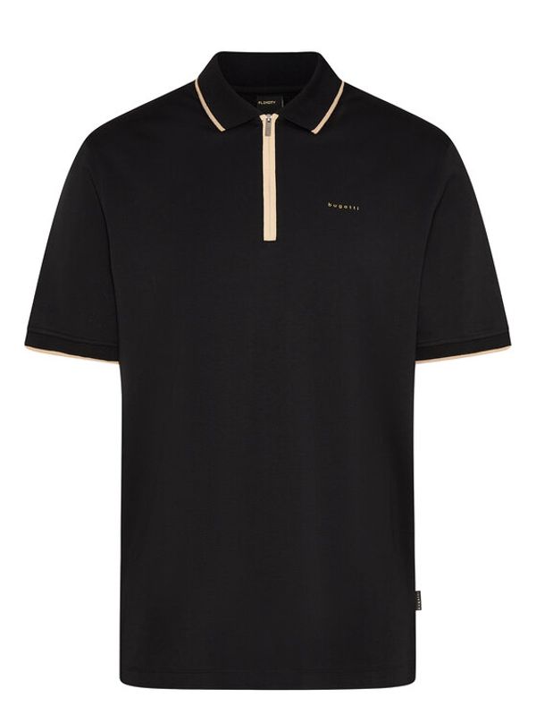 Bugatti Bugatti Тениска с яка и копчета 8150 35182 Черен Regular Fit