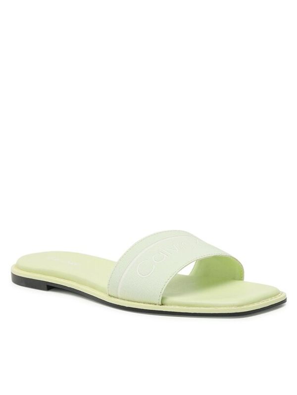 Calvin Klein Calvin Klein Чехли Squared Flat Slide He HW0HW00817 Зелен