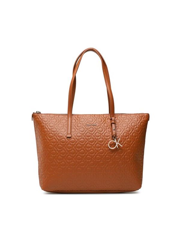 Calvin Klein Calvin Klein Дамска чанта Ck Must Shopper Md Embossed Mono K60K610274 Кафяв