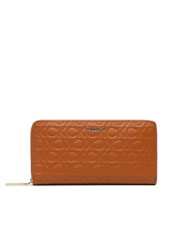 Calvin Klein Calvin Klein Голям дамски портфейл Ck Must Z/A Wallet Lg Embossed K60K610253 Кафяв