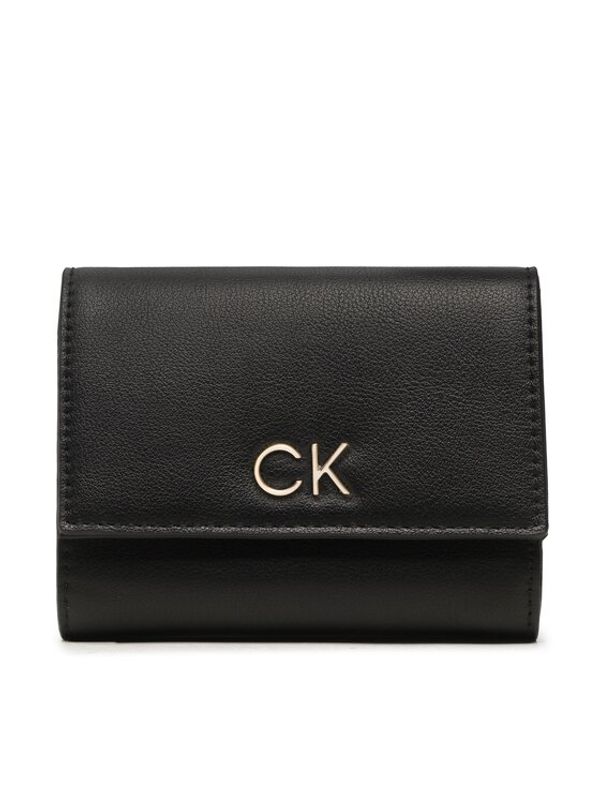 Calvin Klein Calvin Klein Голям дамски портфейл Re-Lock Trifold Md Pbl K60K610969 Черно родиево покритие