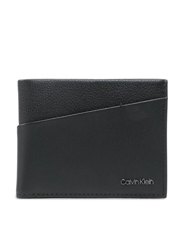 Calvin Klein Calvin Klein Голям мъжки портфейл Ck Diagonal Bifold 5Cc W/Coin K50K510594 Черен
