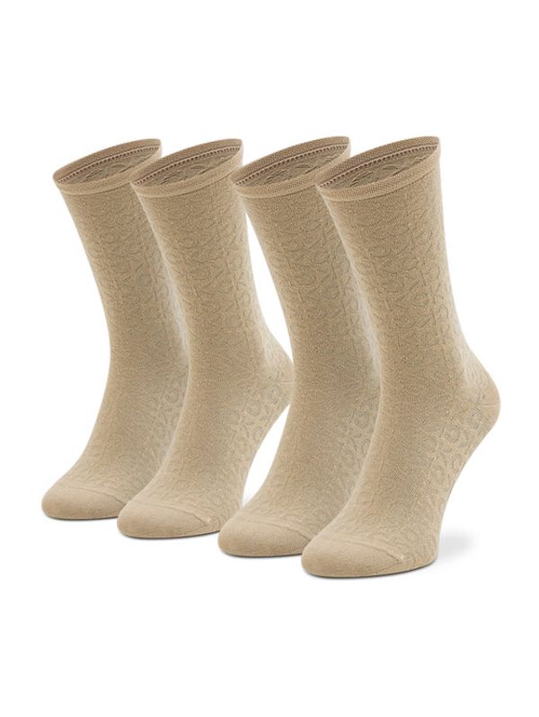 Calvin Klein Calvin Klein Комплект 2 чифта дълги чорапи дамски 701218937 Бежов