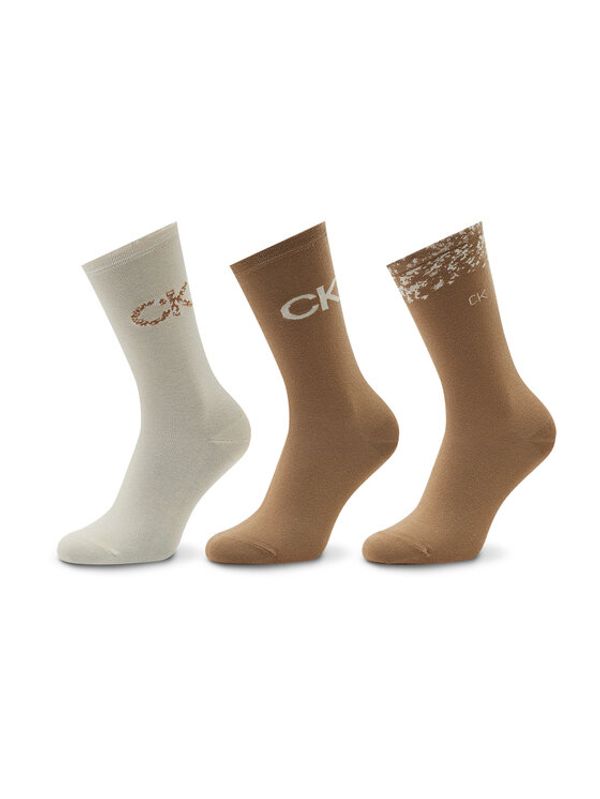 Calvin Klein Calvin Klein Комплект 3 чифта дълги чорапи дамски 701219849 Бежов