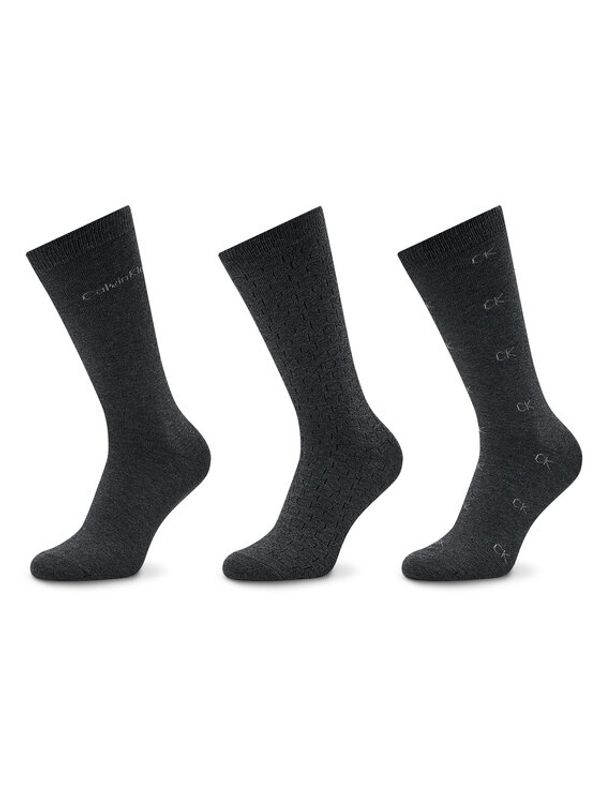 Calvin Klein Calvin Klein Комплект 3 чифта дълги чорапи мъжки 701219834 Сив
