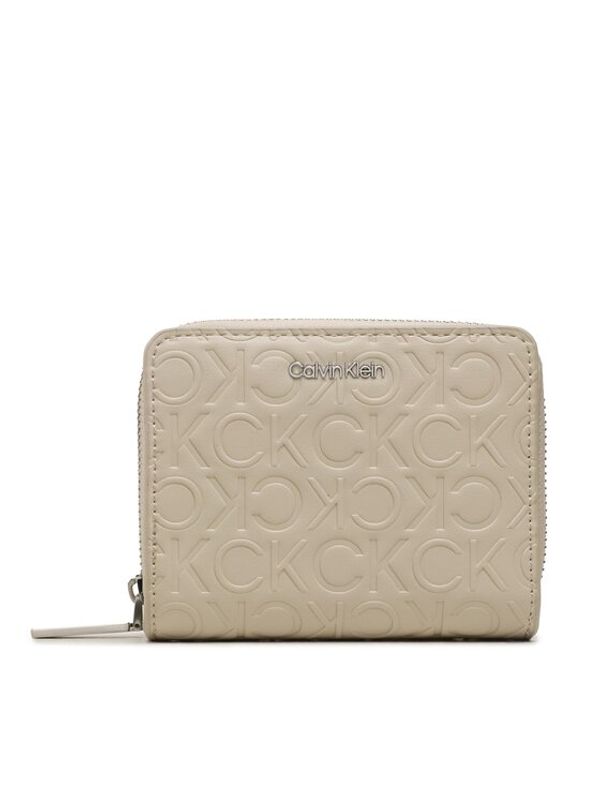 Calvin Klein Calvin Klein Малък дамски портфейл Ck Must Wallet W/Flap Md-Emb Mn K60K610950 Бежов