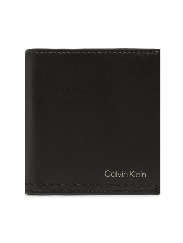 Calvin Klein Calvin Klein Малък мъжки портфейл Duo Stitch Trifold 6cc W/Coin K50K510324 Черен