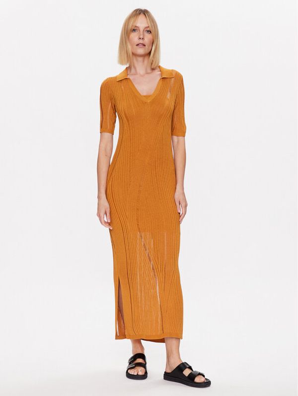 Calvin Klein Calvin Klein Плетена рокля K20K205559 Жълт Slim Fit