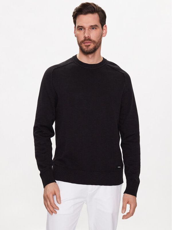 Calvin Klein Calvin Klein Пуловер Slub Texture Sweater K10K111449 Черен Regular Fit
