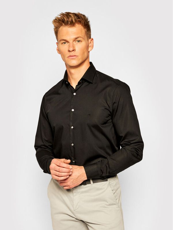 Calvin Klein Calvin Klein Риза 2ply Poplin Stretch Slim Shirt K10K103025 Черен Slim Fit