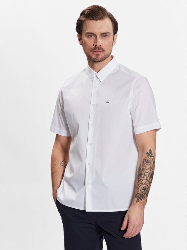 Calvin Klein Calvin Klein Риза Stretch Poplin S/S Regular Shirt K10K109440 Бял Regular Fit