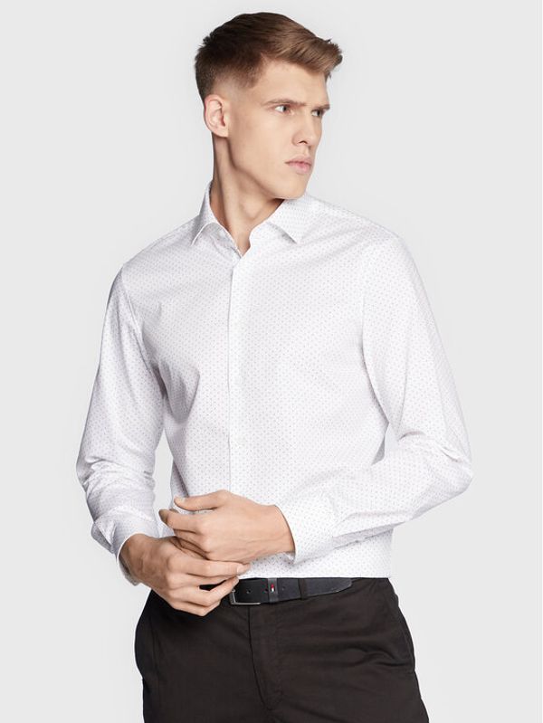 Calvin Klein Calvin Klein Риза Twill Print K10K110937 Бял Fitted Fit
