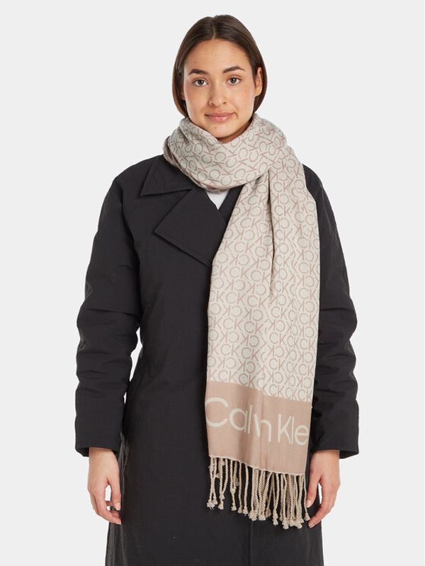 Calvin Klein Calvin Klein Шал Fringes Monogram Scarf 100X200 K60K611118 Бежов