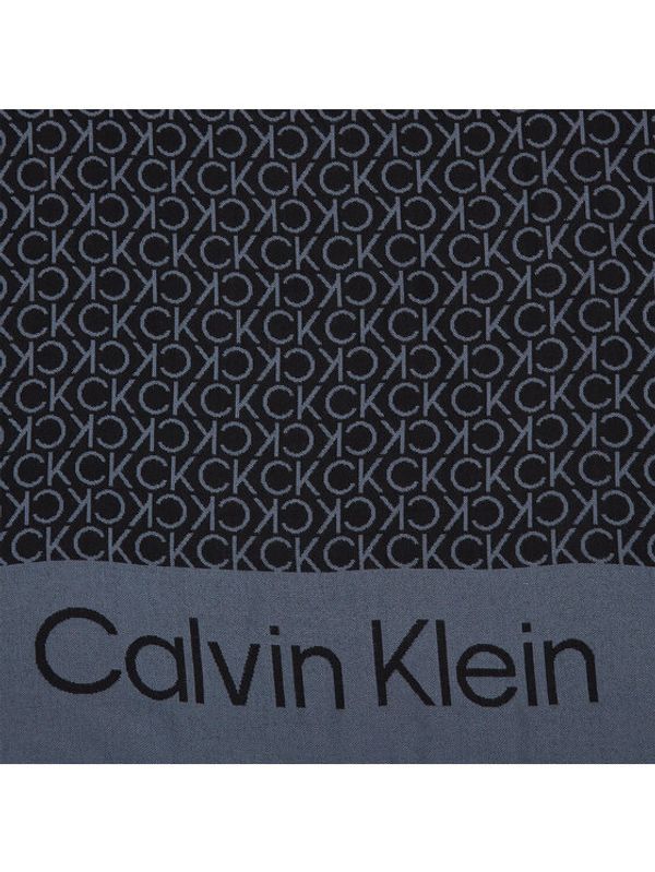 Calvin Klein Calvin Klein Шал Fringes Monogram Scarf 100X200 K60K611118 Черен