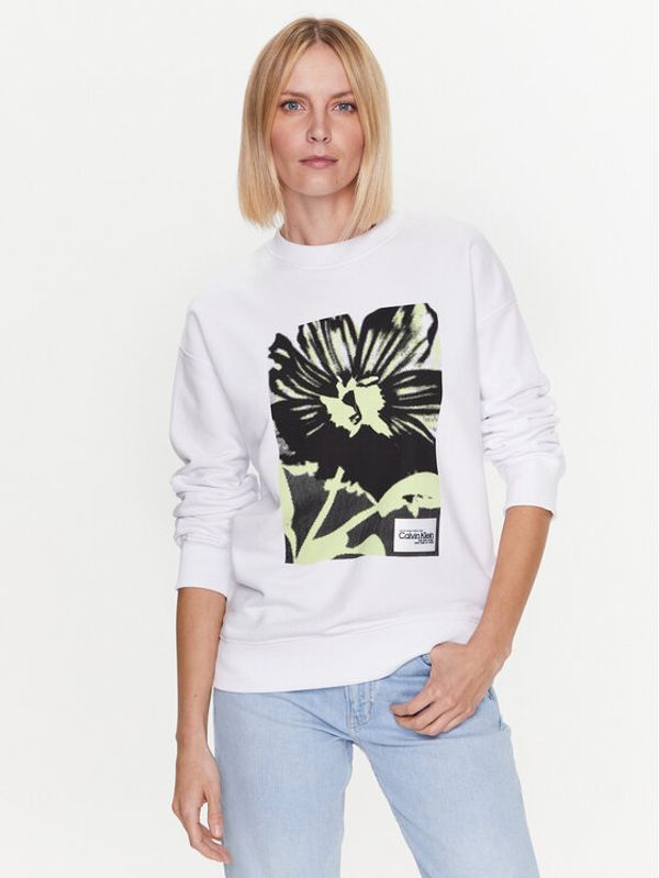 Calvin Klein Calvin Klein Суитшърт Flower Print K20K205336 Бял Relaxed Fit
