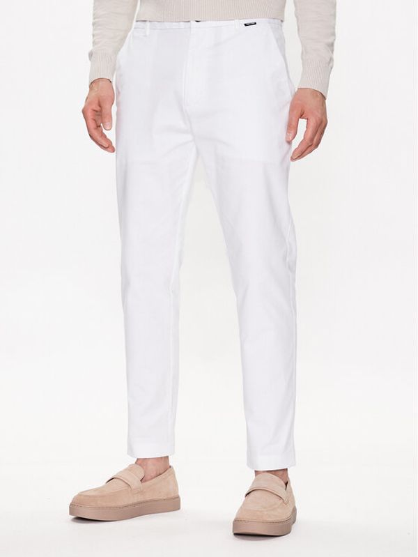 Calvin Klein Calvin Klein Текстилни панталони Modern Twill Cropped Tapered K10K110969 Бял Tapered Fit