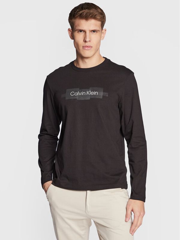 Calvin Klein Calvin Klein Тениска с дълъг ръкав Box Striped Logo K10K110800 Черен Regular Fit