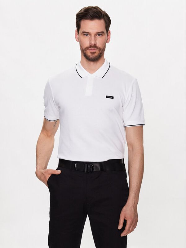Calvin Klein Calvin Klein Тениска с яка и копчета K10K110596 Бял Slim Fit