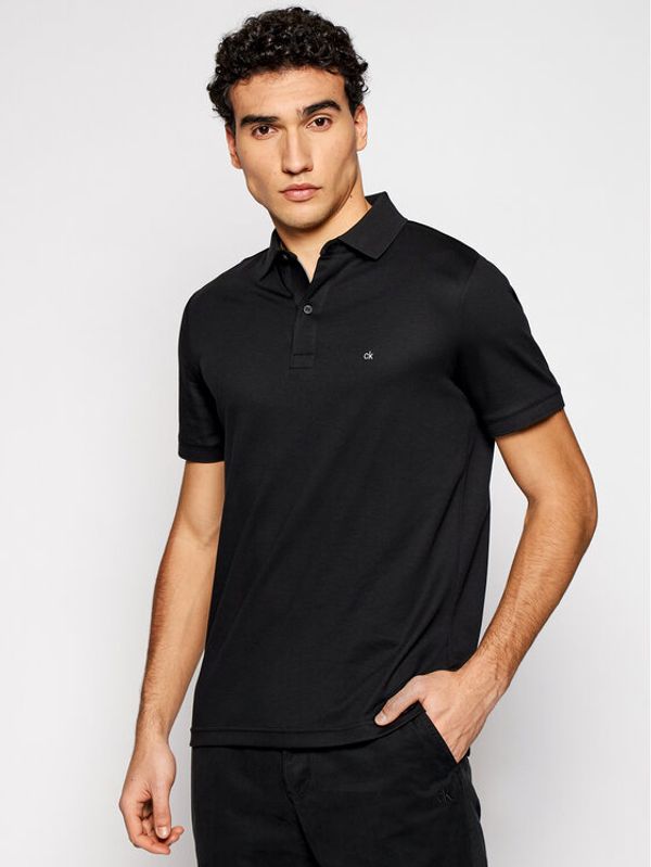 Calvin Klein Calvin Klein Тениска с яка и копчета Liquid Touch K10K107090 Черен Slim Fit