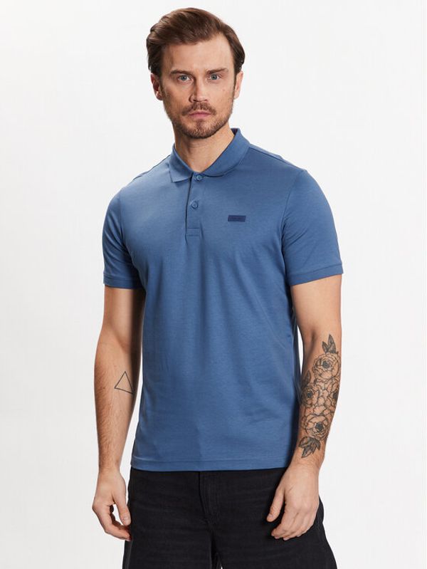 Calvin Klein Calvin Klein Тениска с яка и копчета Smooth K10K111657 Син Slim Fit