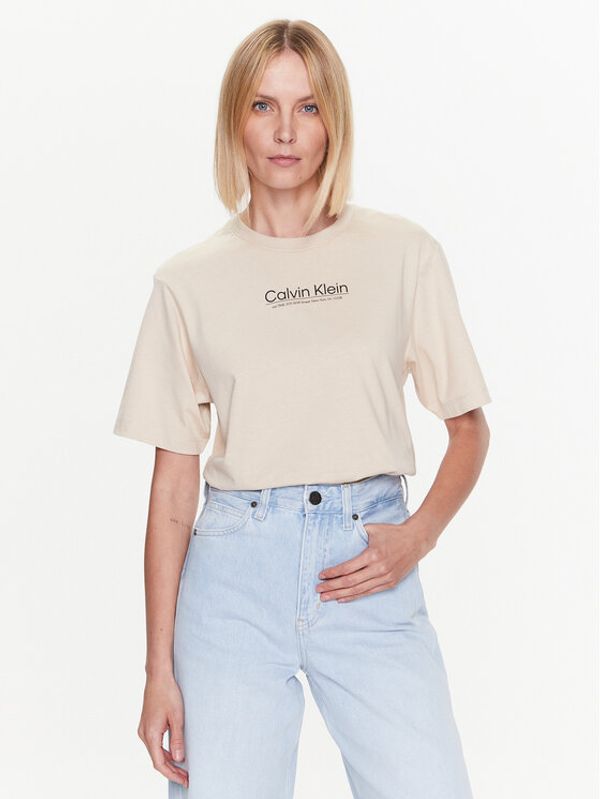 Calvin Klein Calvin Klein Тишърт Coordinates Logo Graphic K20K204996 Бежов Regular Fit