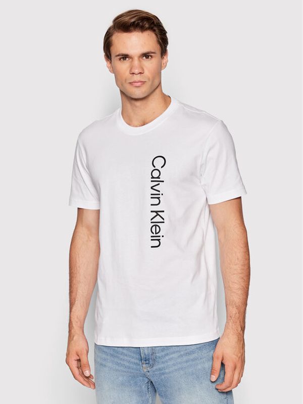 Calvin Klein Calvin Klein Тишърт Off Placement Logo K10K109738 Бял Slim Fit