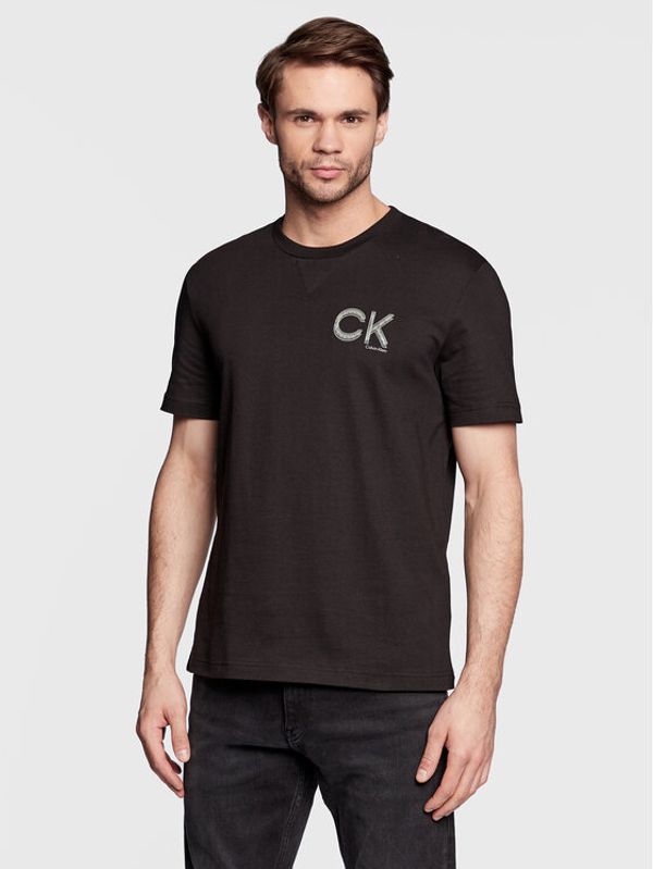 Calvin Klein Calvin Klein Тишърт Striped Chest Logo K10K110795 Черен Slim Fit